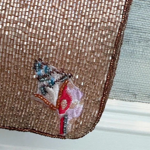 NWT new Anthropologie Fiona beaded sea shell seashell Tan Shoulder Bag purse - Picture 14 of 17